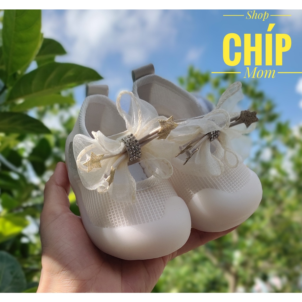 giày cho bé gái giày tập đi cho bé bún êm chân nơ lưới ngô sao siêu điệu quai ngang chống tuột ôm chân A856 ( ảnh thật )