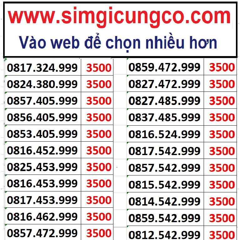 Bán sim số đẹp tam hoa 999 giá cực rẻ. 3