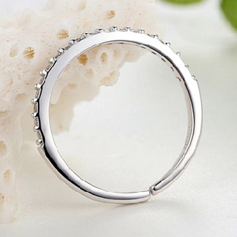 Nhẫn mạ bạc đính đá kiểu dáng đơn giản cho nữ