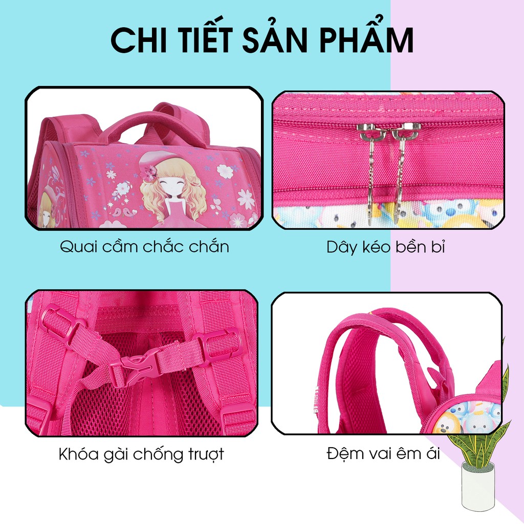 [MUA CẶP TẶNG SANDAL]Cặp chống gù học sinh - Balo chống gù lưng cho bé trai và gái C11060 [Miti]