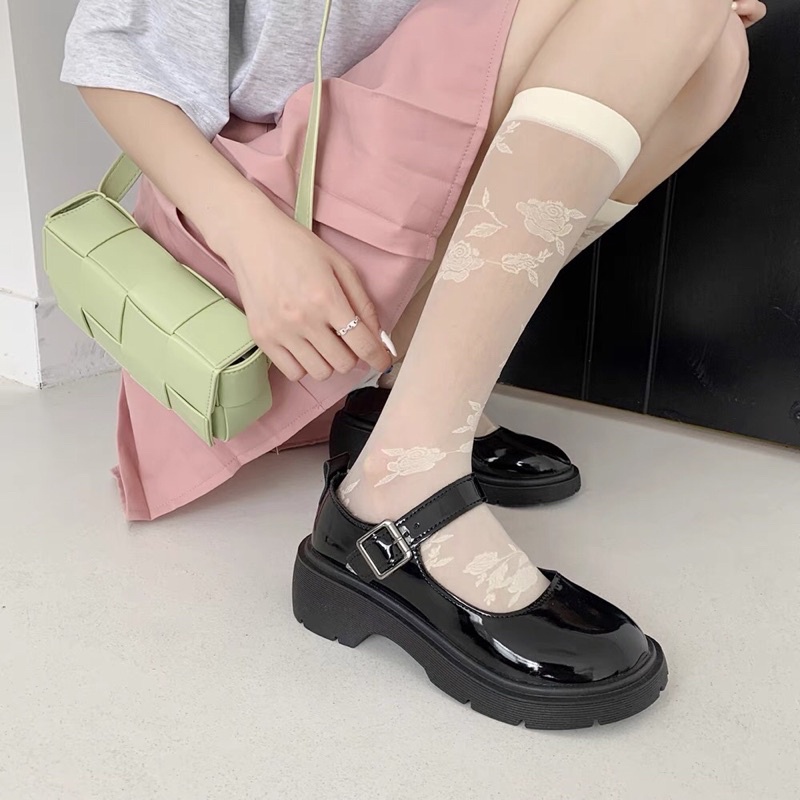 Giày lolita nữ độn đế quai cài đế 5cm Cao Cấp - giày búp bê nữ da mềm