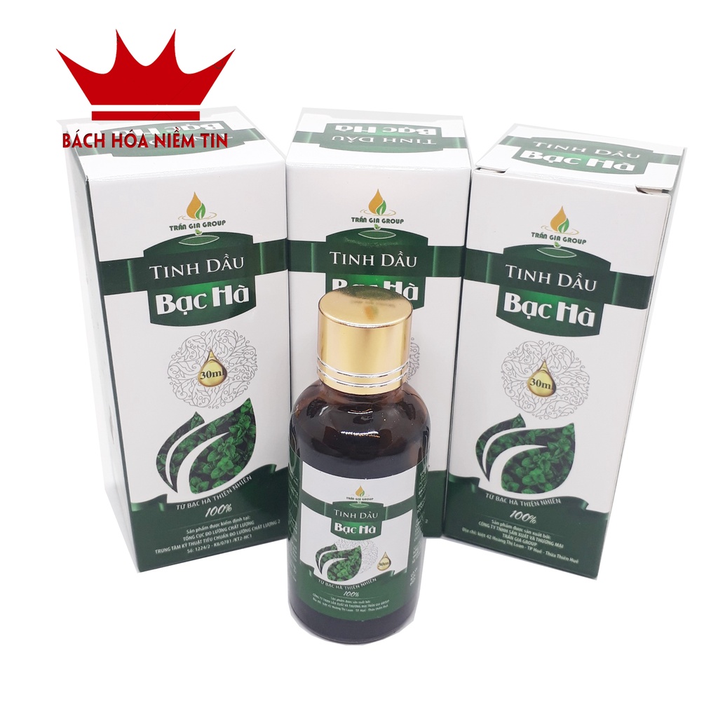 Tinh dầu Bạc Hà giúp khử mùi thơm phòng, tăng khả năng tập trung , tỉnh táo xả stress - chai thủy tinh cao cấp 30ml