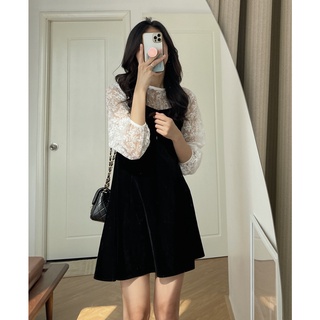 Audrey Set váy nhung áo ren 626