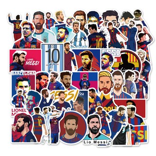 Set 50 hình dán trang trí chống thấm nước hình cầu thủ bóng đá Messi độc đáo