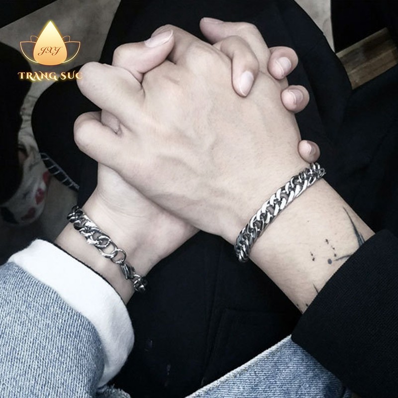 🔥🔥Vòng tay đôi Nam nữ Cuban Thép titan HIPHOP đơn giá Phong cách Hàn quốc Thép titan Không phai màu VT-031 | BigBuy360 - bigbuy360.vn