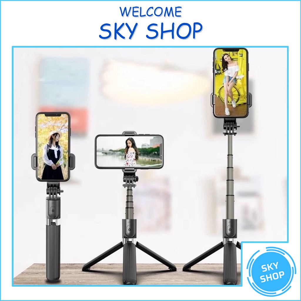 Gậy Chụp Ảnh Selfie Kèm Điều Khiển Từ Xa Remote Kiêm Tripod Giá Đỡ Điện Thoại