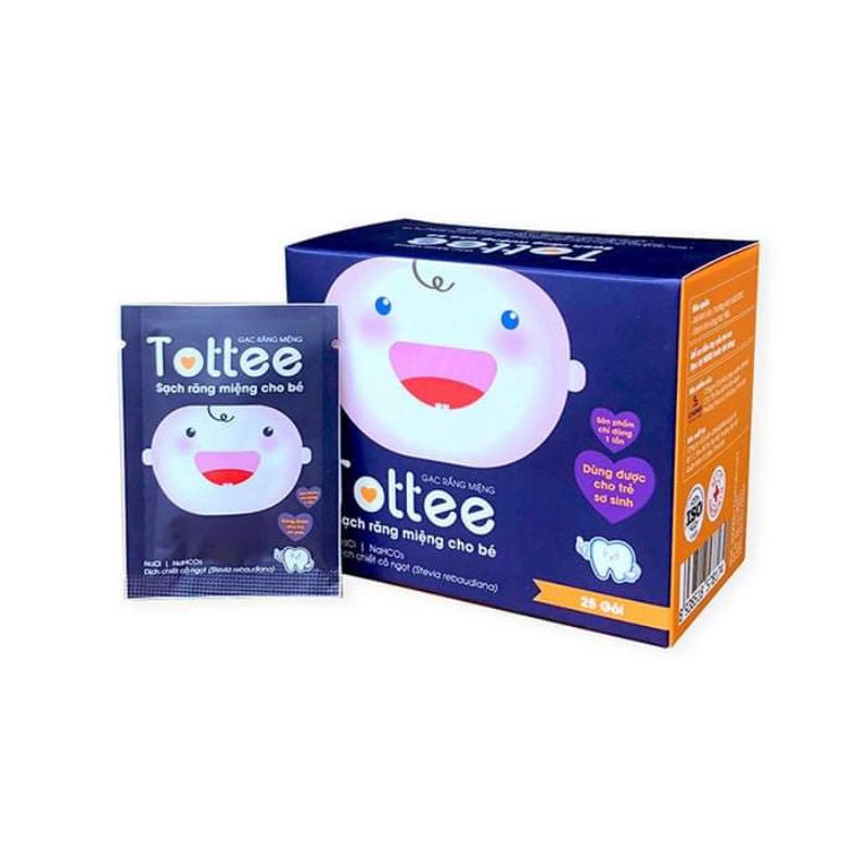 Gạc rơ lưỡi Tottee (thương hiệu Dr.papie) tinh chất cỏ ngọt ngăn ngừa răng miệng cho trẻ sơ sinh, Hộp 30