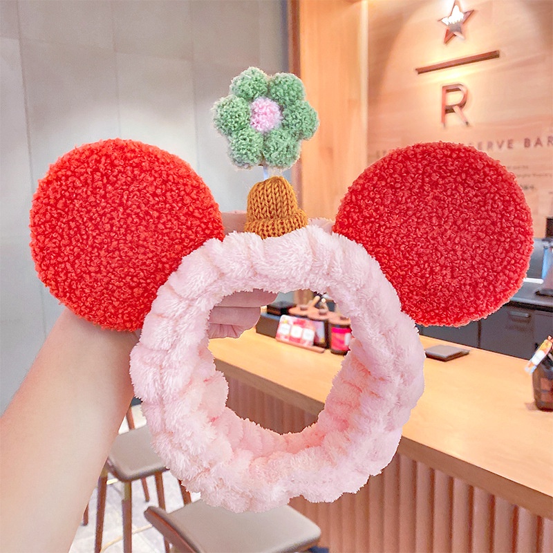 Băng Đô Cài Tóc Rửa Mặt Trang Điểm Chống Trượt Hình Bông Hoa Nhỏ Dễ Thương