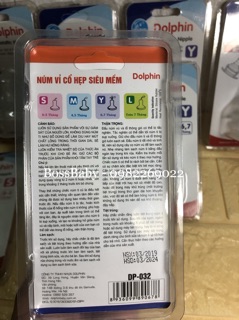 Núm ty silicone siêu mềm cổ hẹp Dolphin