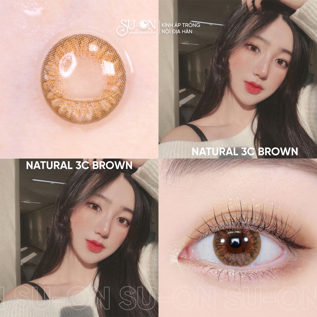 Lens 1 ngày Olens NATURAL 3C BROWN áp tròng 14,2mm, nâu hạt dẻ siêu đẹp best seller Olens, siêu êm đeo 24h