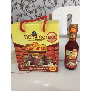Nước mắm Phú Quốc Khải Hoàn 43 độ,90ml chai thủy tinh.Hộp 6 chai
