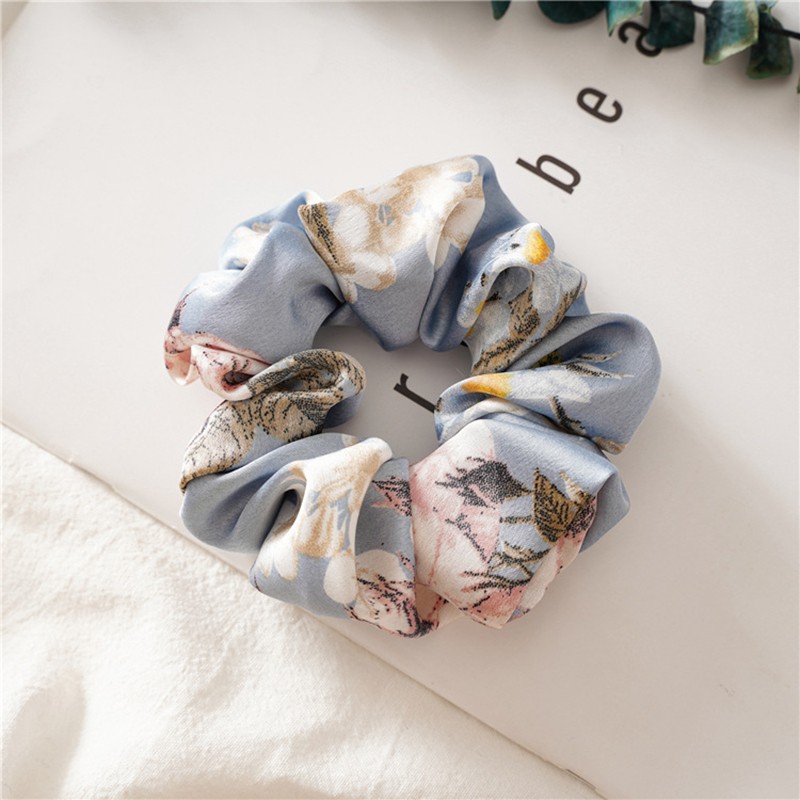 Dây Buộc Tóc Vải Satin In Hoa Thời Trang Cho Nữ