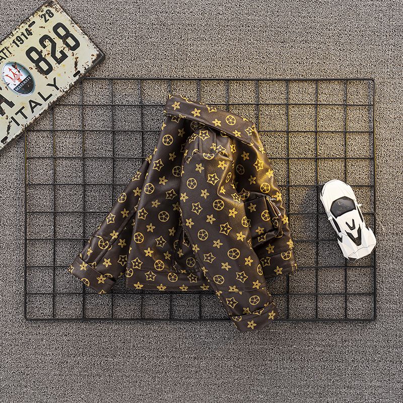 Áo Khoác Da Có Mũ Trùm Khóa Kéo In Họa Tiết New Presbyopic Thời Trang Đường Phố Mới Năm 2021 Cho Bé Trai Bé Gái