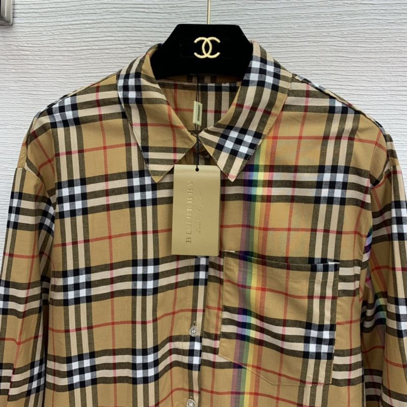 áo sơ mi nam nữ dài tay dáng oversize kẻ caro Burberry BBR