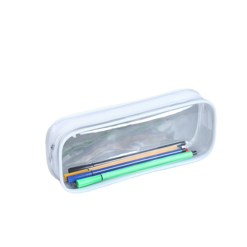 1 Túi Đựng Bút Bằng Pvc Trong Suốt Đơn Giản Sức Chứa Lớn Có Khóa Kéo Dễ Thương