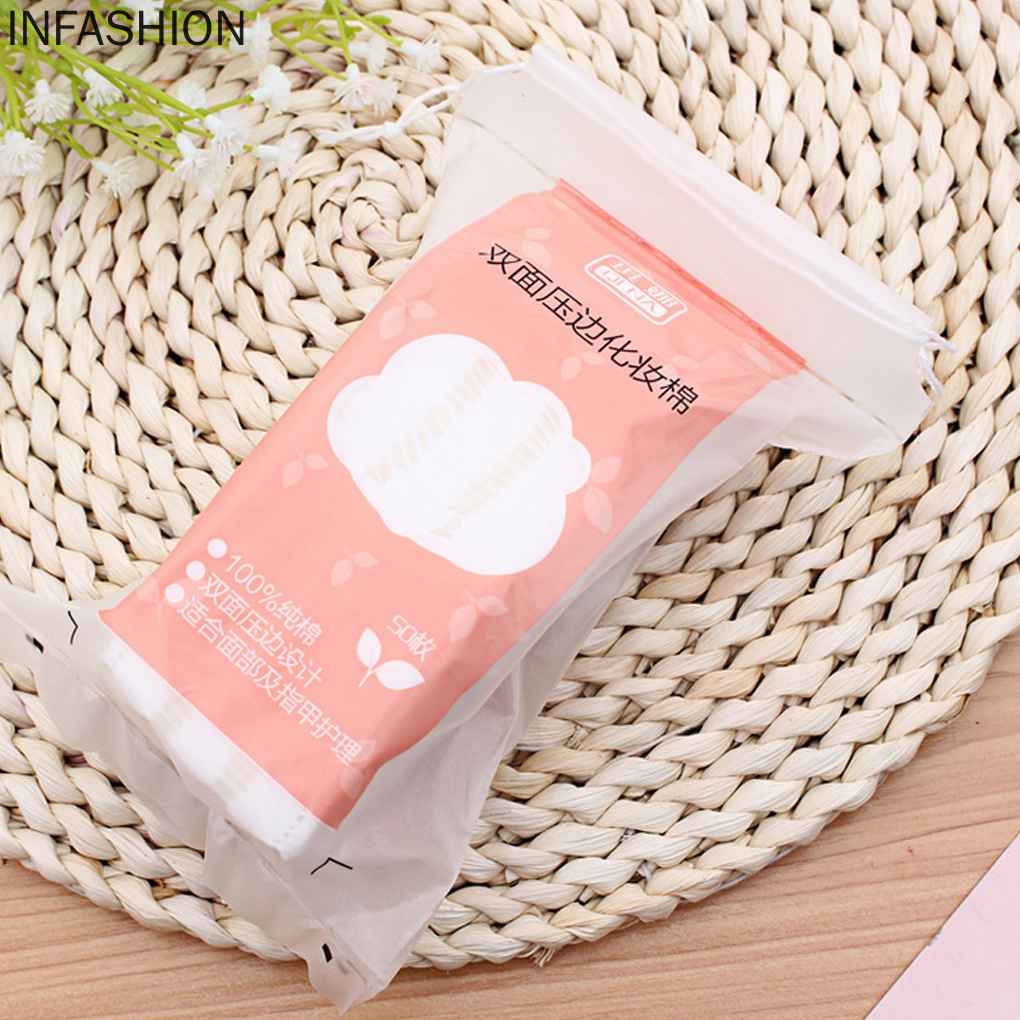 [Hàng mới về] Túi 50 miếng bông tẩy trang hai mặt dùng một lần tiện dụng
