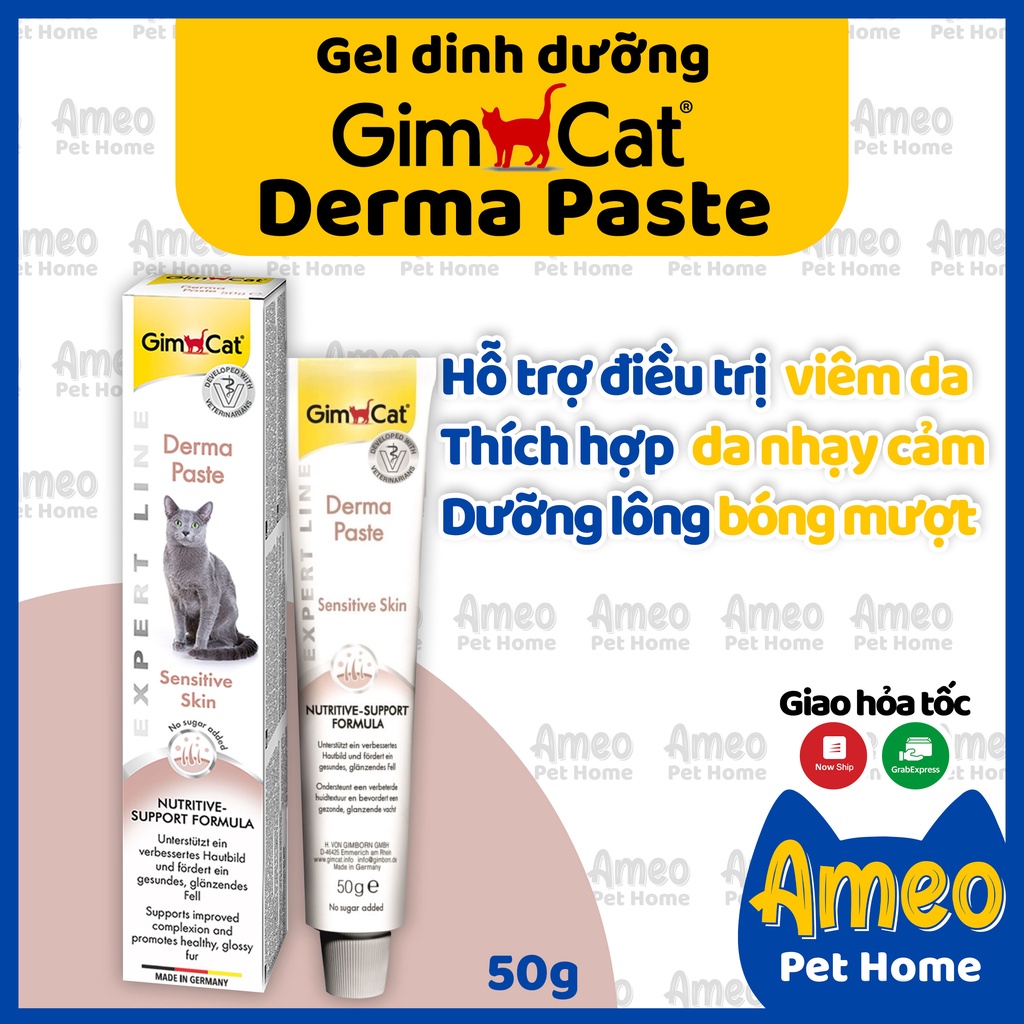 Gel GimCat Hỗ Trợ Viêm Da Lông Cho Mèo, Gel dinh dưỡng Gim Cat Derma Paste -  50g