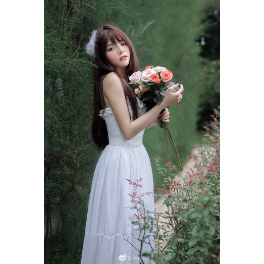 Lucia Set Áo gấm hoa phối Chân váy tơ gân lưng thun