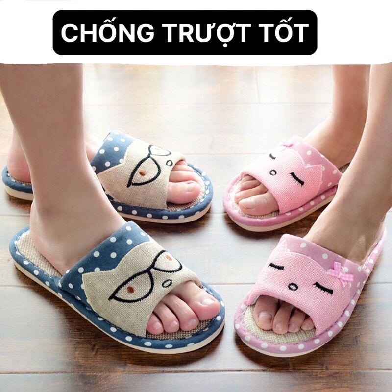 DÉP VẢI ĐI TRONG NHÀ VĂN PHÒNG HÌNH MÈO XINH XẮN CHỐNG HÔI CHÂN - DÉP MANG TRONG NHÀ ĐỘ BỀN CAO, CO GIÃN TỐT CHỐNG THẤM