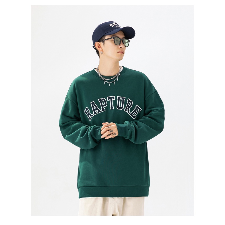 Áo Nỉ Cổ Tròn Dài Tay RAP Xanh Lá, Màu Đặc Biệt Phong Cách Trẻ Trung Năng Động Cặp Đôi