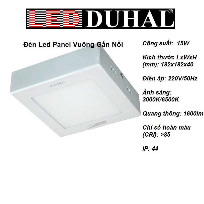 Đèn Led Panel Vuông Gắn Nổi Duhal 18W - KDGB518