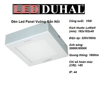 Đèn led panel vuông gắn nổi duhal 15w- kdgb515