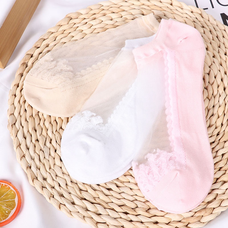 Vớ ecmln vải xuyên thấu phối ren dễ thương cho nữ