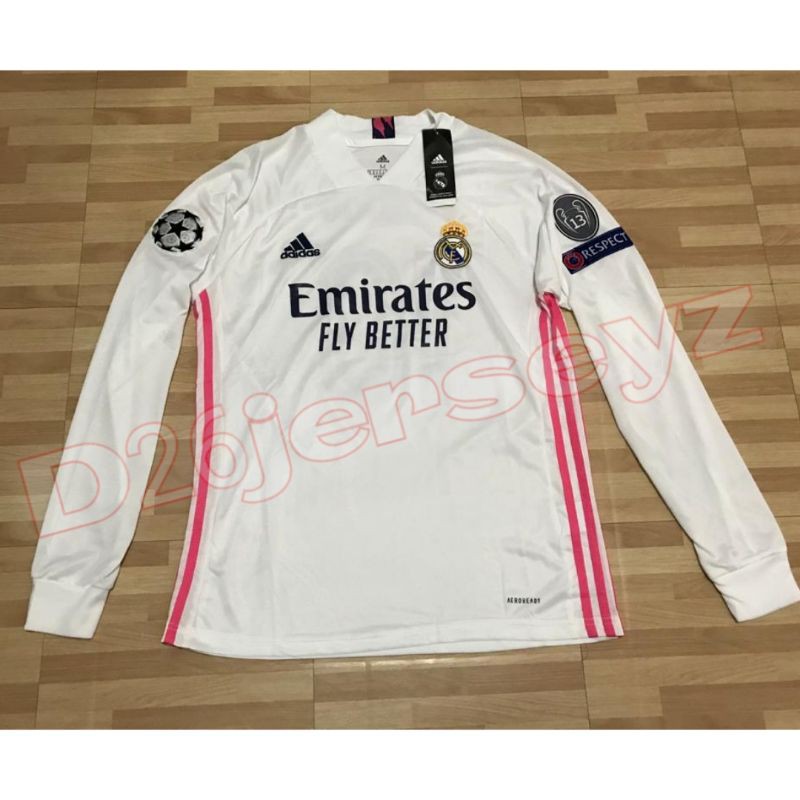 Áo Thun Tay Dài In Chữ Real Madrid Jersey 2020 / 2021 Thiết Kế Trẻ Trung Năng Động