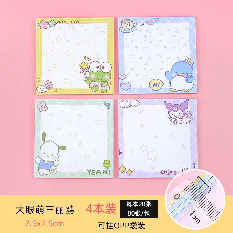 SANRIO Set 80 Tấm Giấy Ghi Chú Họa Tiết Trái Cây Hoạt Hình Dễ Thương