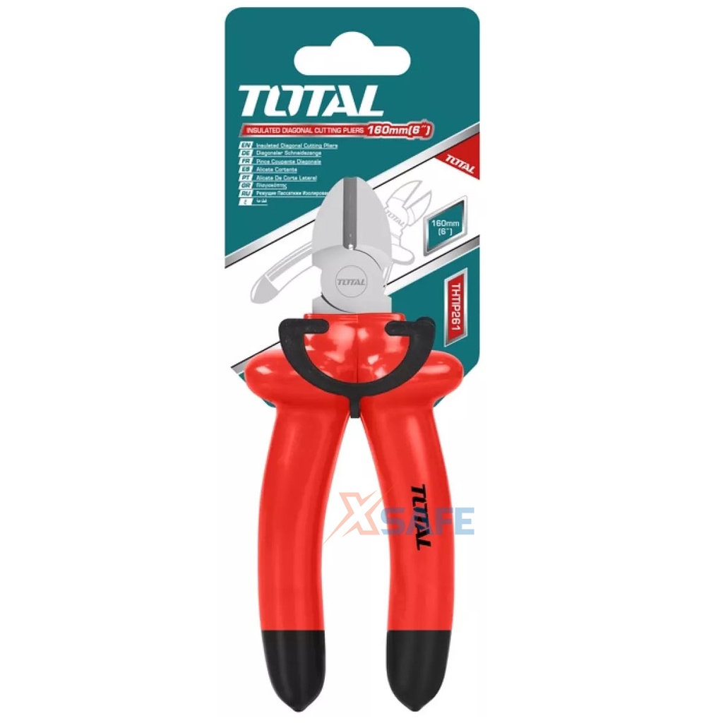 Kìm cắt cách điện 1000V TOTAL THTIP261 6 inch Kềm cắt thép C-rV siêu bền cứng cắt tuốt dây điện kháng điện cao thế 1000V
