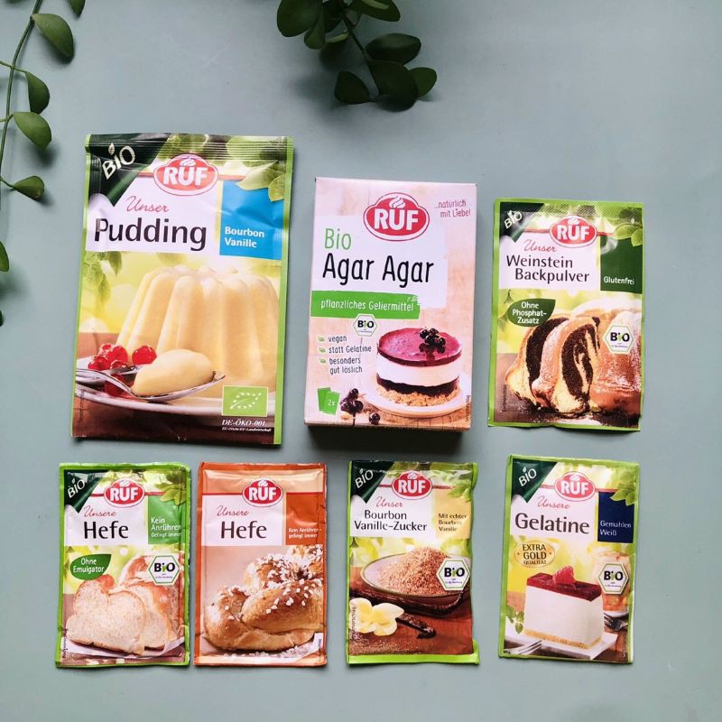 các loại bột hữu cơ làm bánh cho bé. Bột nở, men nở, agar, pudding