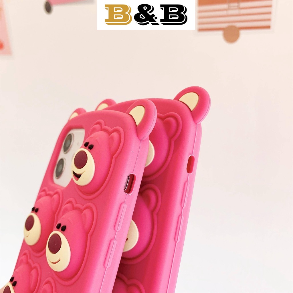 Ốp Điện Thoại Mềm In Hình Gấu Và Dâu Tây Cho iPhone 7 8 7/8Plus X XS Max XR 11 12 13 Pro Max