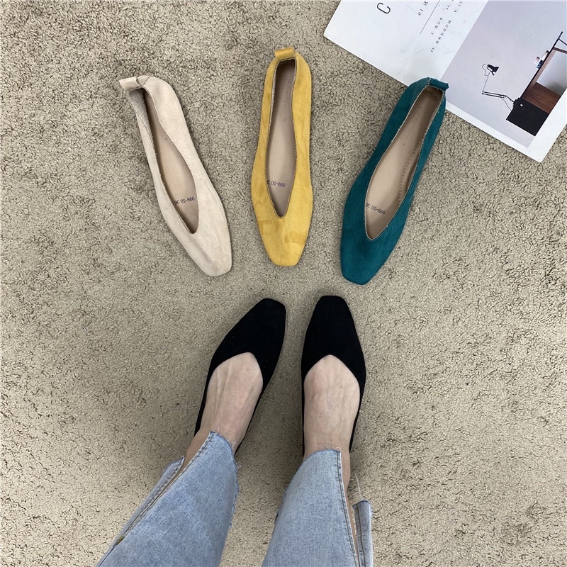 Giày búp bê da lộn handmade kiểu Hàn Quốc mẫu mới 2021