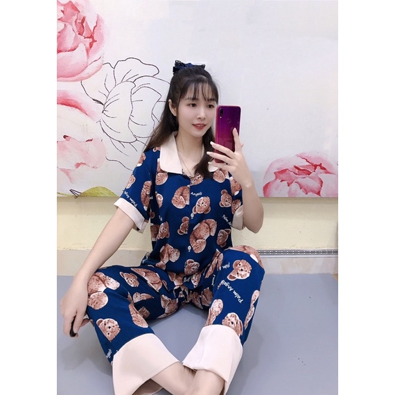 (Nhiều Mẫu Mới) Bộ Đồ Pijama Lụa Tay Cộc💋Bộ Ngủ Lụa Tiểu Thư Tay Cộc Quần Dài Mát Mịn Không Nhăn(Ảnh Thật+Video) | BigBuy360 - bigbuy360.vn