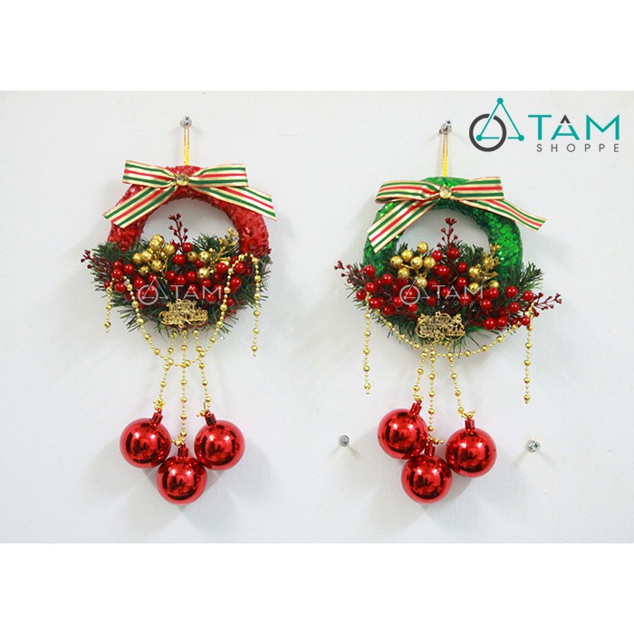 Vòng nguyệt quế Noel handmade kim sa số 11 ĐK 21cm