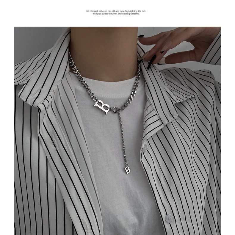 Dây Chuyền Mặt Chữ B Phong Cách Hiphop Sang Trọng 19XL035