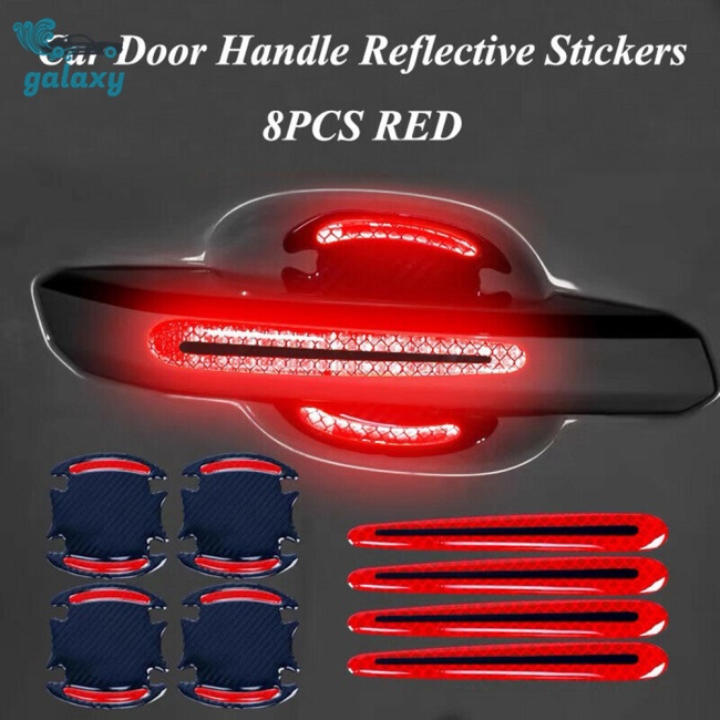 Galaxy Bộ 8 Miếng Dán Phản Quang Cảnh Báo An Toàn Chống Trầy Cho Tay Nắm Cửa Xe Hơi