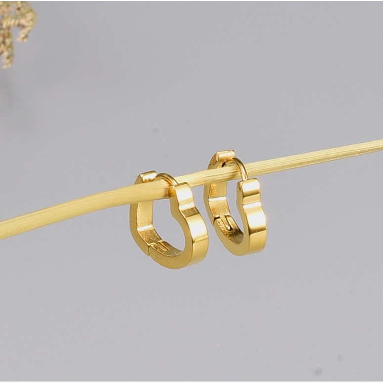 Bông Tai Nữ Khoen Trái Tim Titan Ko Đen TT 3914