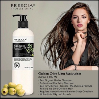 CẶP DẦU GỘI XẢ FREECIA GOLDEN OLIVE  _500ml GIÚP DƯỠNG ẨM VÀ PHỤC HỒI TÓC HƯ TỔN .LƯU HƯƠNG THƠM ĐẾN 69 TIẾNG