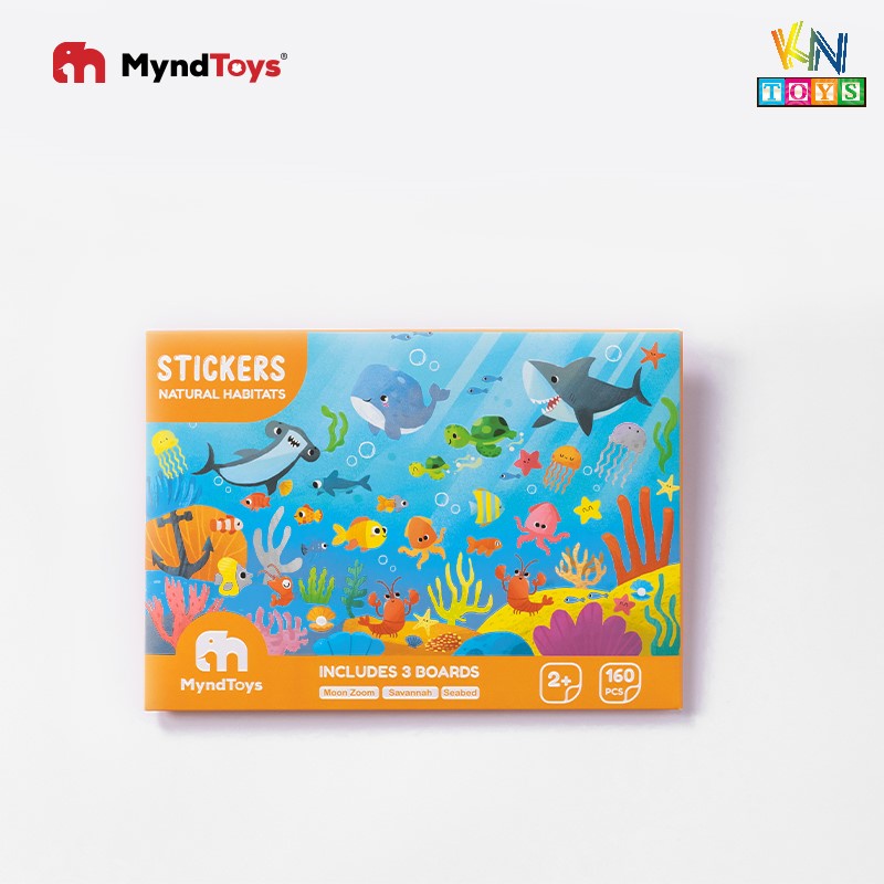 Bộ Miếng Dán Stickers Myndtoys kèm 3 tranh Cho Bé Từ 2 Tuổi