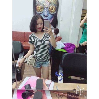 Áo phông cộc tay nữ cổ tim(hàng dày đẹp,đủ tem mác)