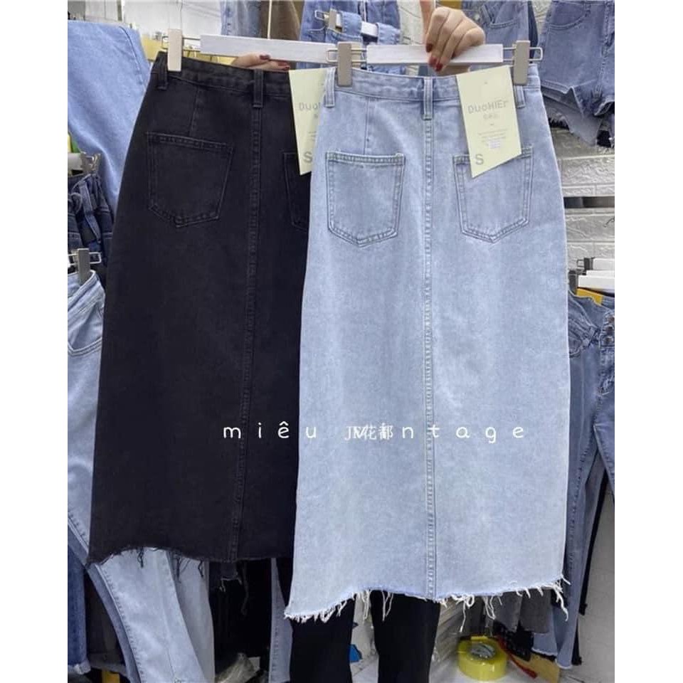 Chân váy jean XẺ SÂU 2 màu mã 1248+1249(kèm ảnh thật) | BigBuy360 - bigbuy360.vn
