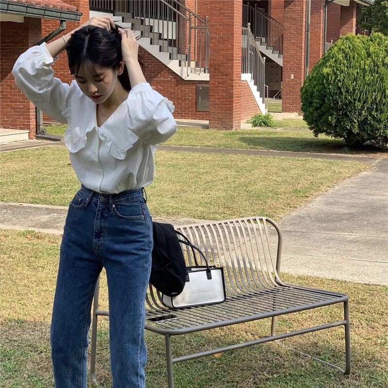 Áo Sơ Mi Cổ Búp Bê Phong Cách retro Thời Trang Mùa Xuân Mới