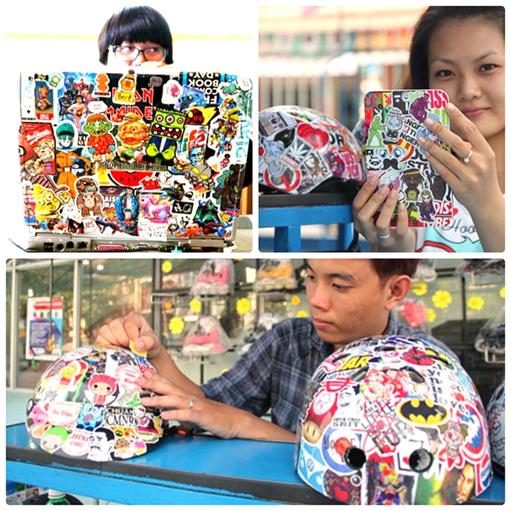 Combo 30 Sticker Chống Nước Decal Dán Điện Thoại Laptop Mũ Bảo Hiểm Vali Đàn Guitar Bình Nước Sổ Tay - Minh An Saigon