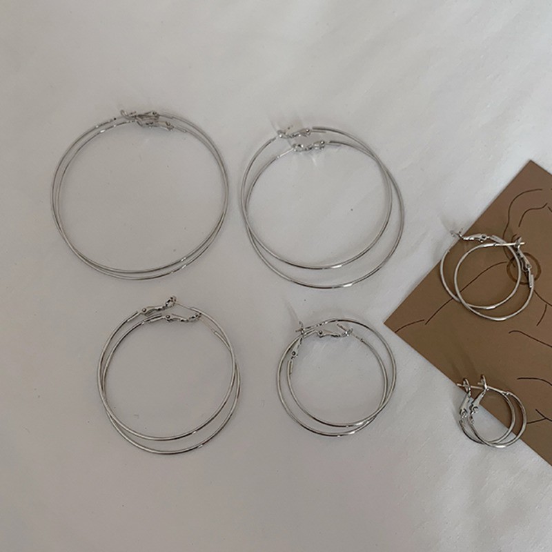 Bông Tai Hình Tròn Đơn Giản Theo Phong Cách Hàn Quốc Dành Cho Nữ