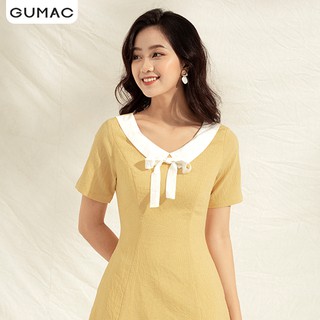 Đầm phối lá cổ trắng DA1132 GUMAC