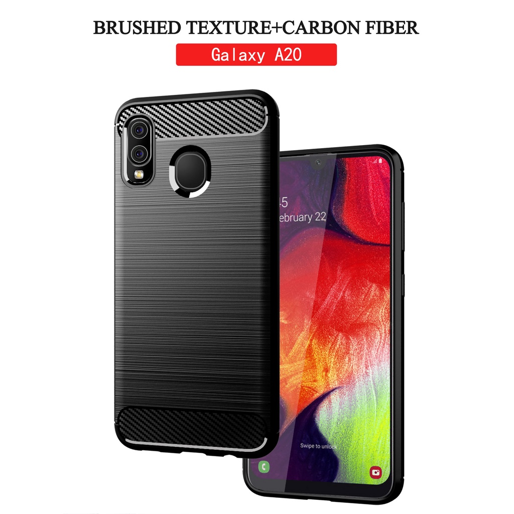 Ốp Điện Thoại tpu Silicone Mềm Chống Sốc Họa Tiết Sợi Carbon Cho Samsung Galaxy A20 A30 M10S Wide4
