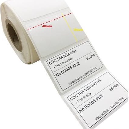 Giấy in tem trà sữa 40x30 (800 tem) giấy in tem dán trà sưa, trà chanh
