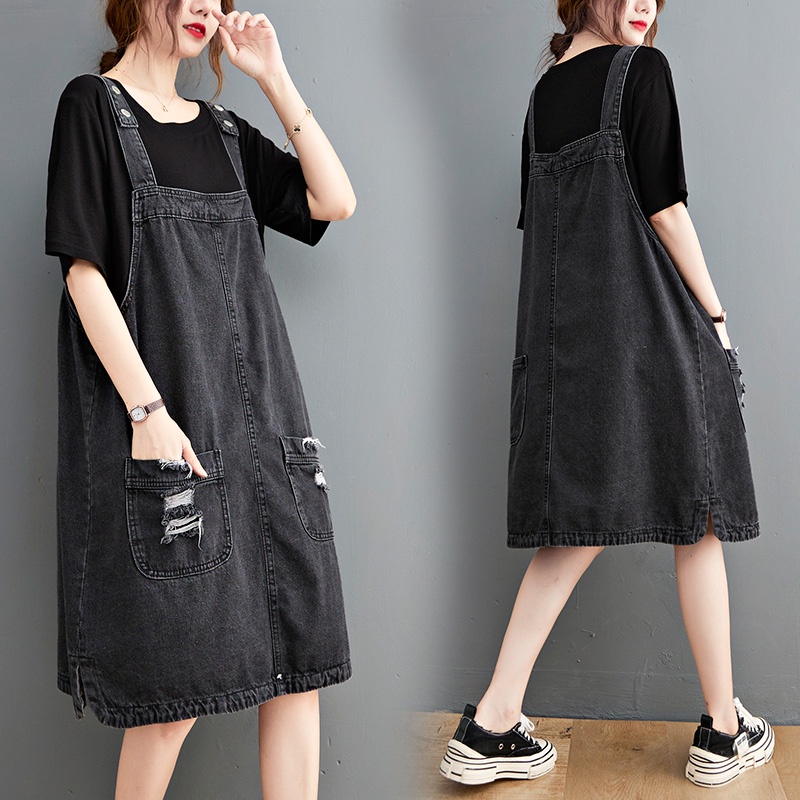 CÓ SẴN MÀU ĐEN SIZE M G90 váy jean yếm big size freesize thoải mái rộng rãi 2s trẻ trung thời trang phong cách