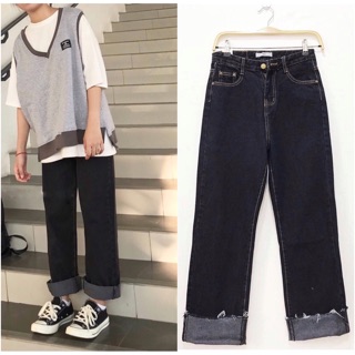 Quần Simple Jean Đen Ống Rộng Unisex ( màu đen )